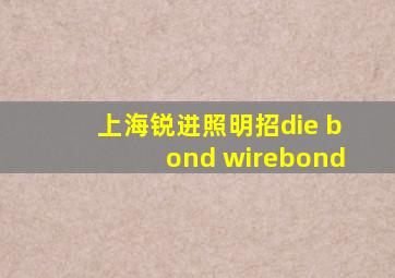 上海锐进照明招die bond wirebond